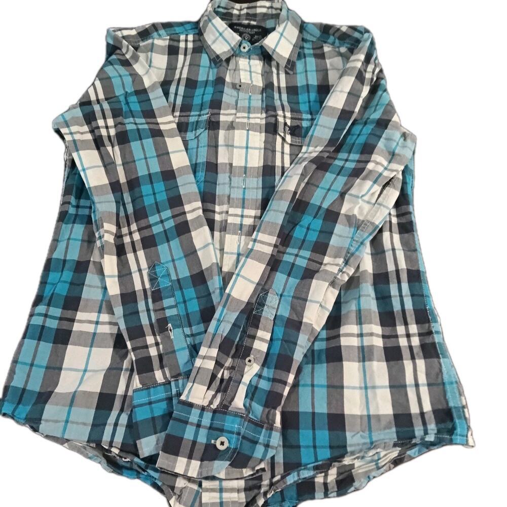 American Eagle Long Sleeve Button Up Shirt Plaid Sz. XS Y2k Retro Cowboy